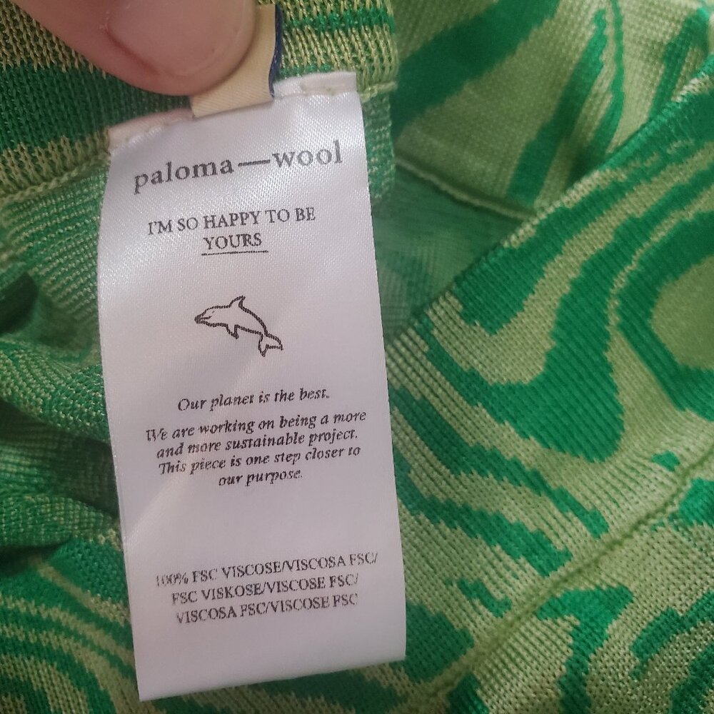Paloma Wool Orinocco Knit Hi Rise Viscose Pants Green Geometric Pull On Size XS - Picture 12 of 13